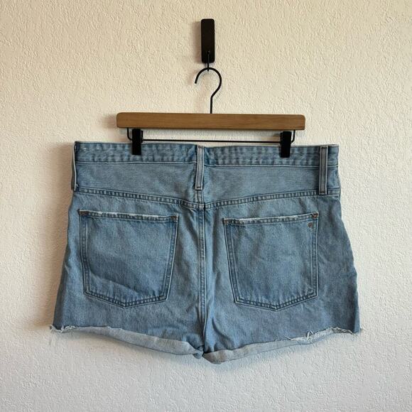 Madewell Mid-Rise Frayed Raw Hem Relaxed Denim Shorts Dunwoody Wash Blue 33 - Picture 7 of 11